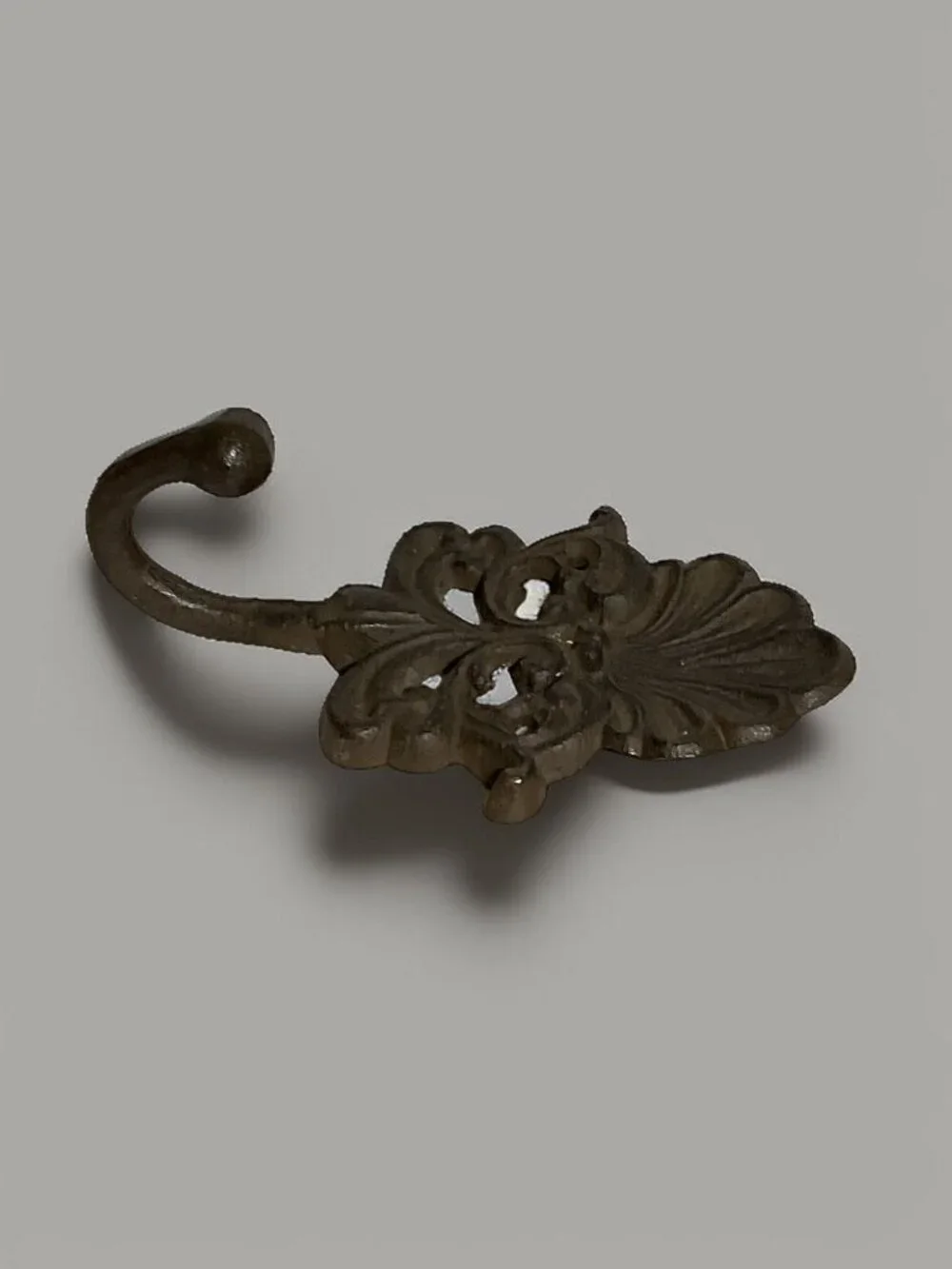 Vintage Decorative Cast Iron Wall Hook With Intricate Scroll Design